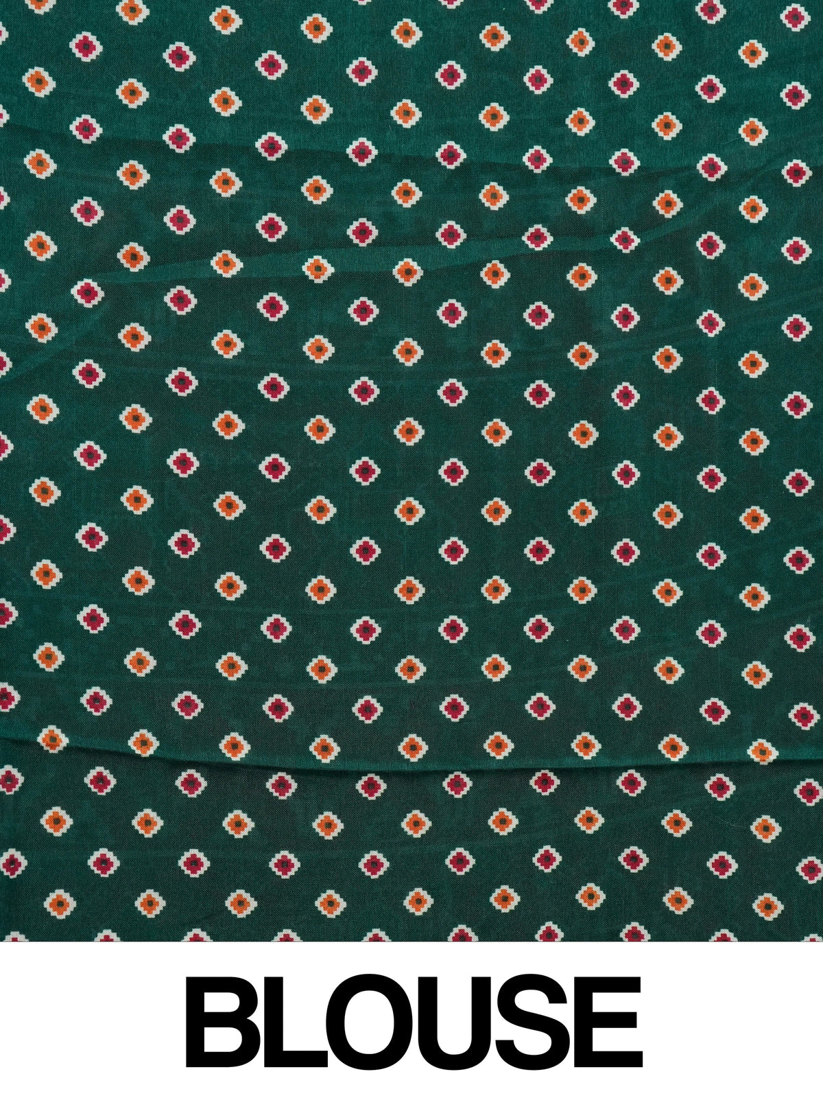 Deep green linen cotton saree with red patola-style elephant border and detailed pallu