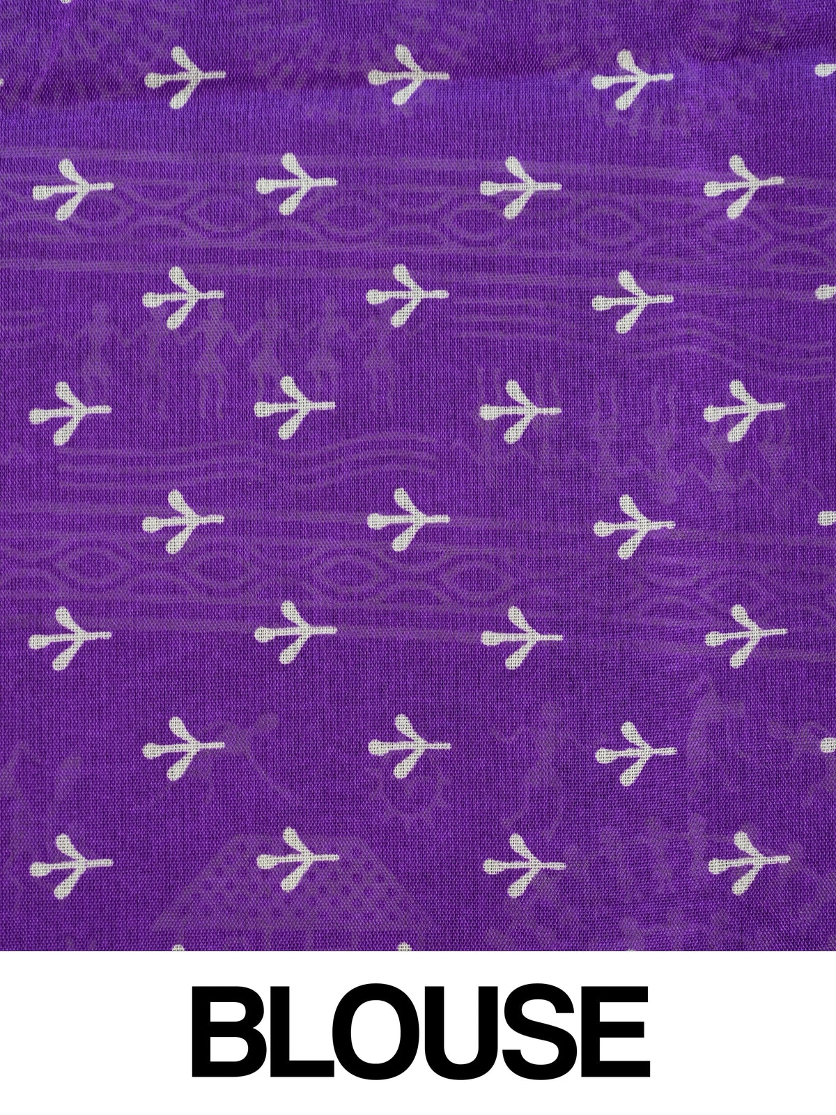 Purple Dola silk saree with white Warli tribal print and silver zari border