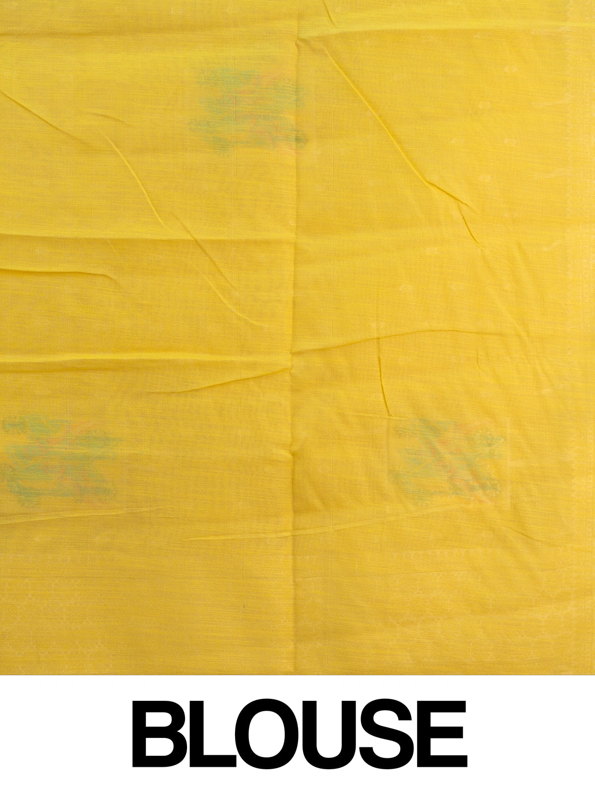Bright yellow linen cotton saree with silver butis, multicolour bird motifs and gold zari border