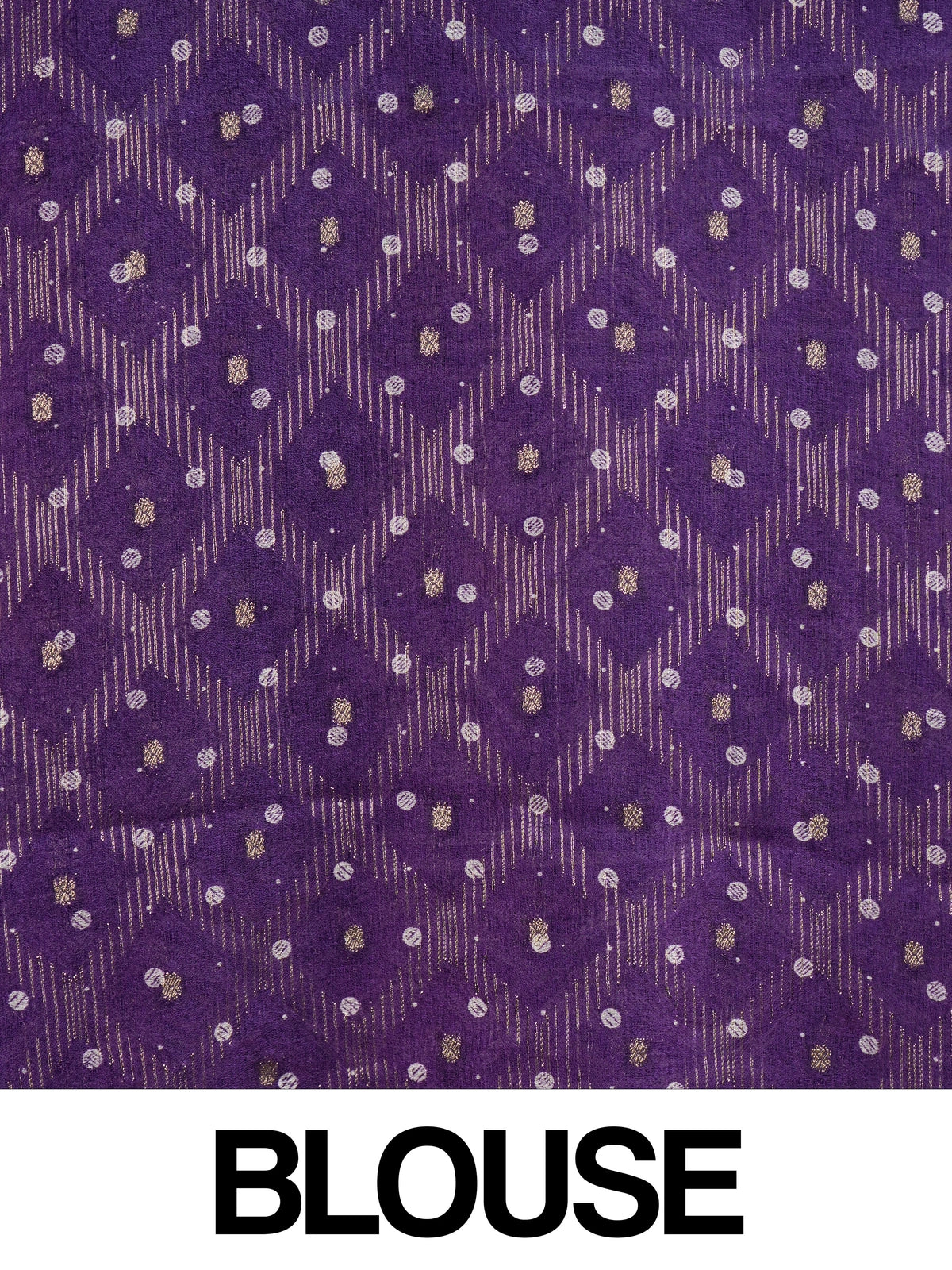 Purple art silk designer saree with white and gold floral buttas and zari border