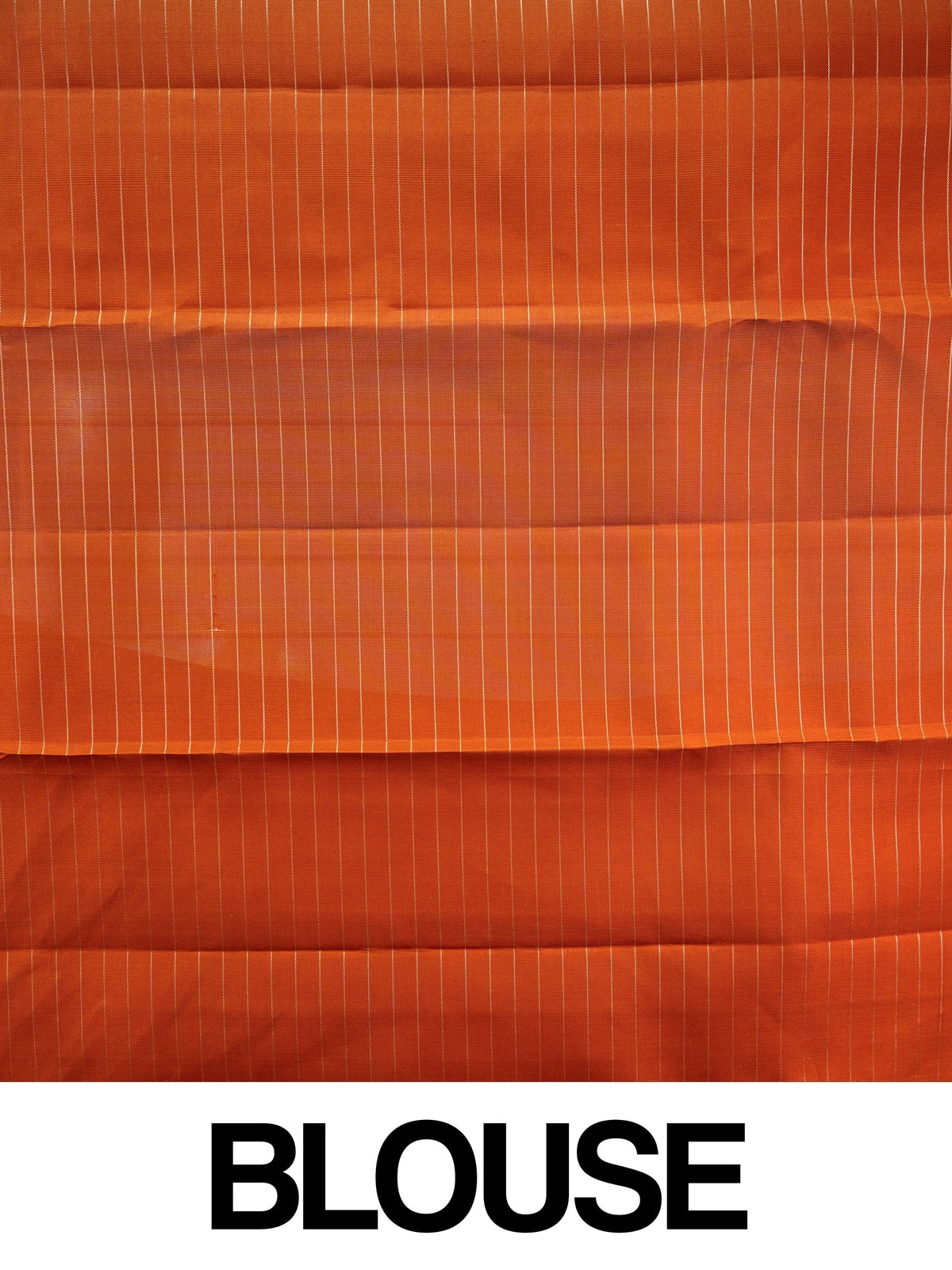 Orange pure Kanchipuram silk saree with self checks, butta motifs and copper-gold zari border