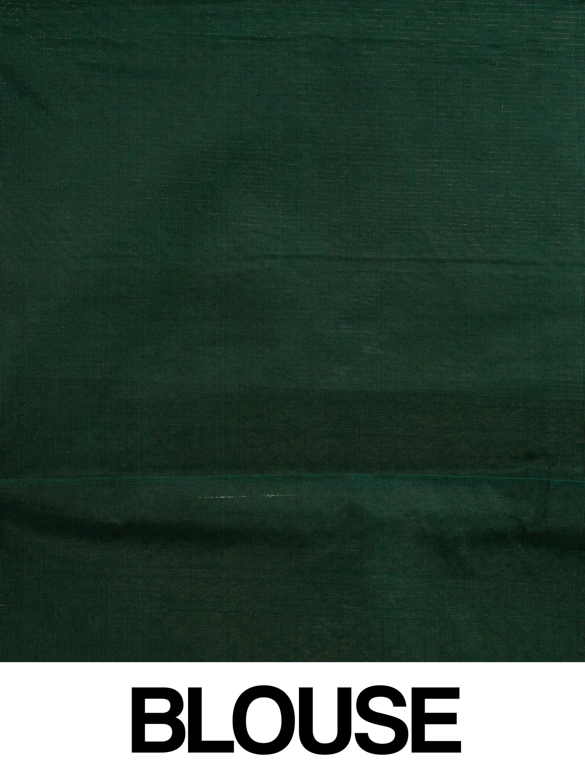 Dark green silk cotton saree with copper-gold zari border and geometric woven pallu