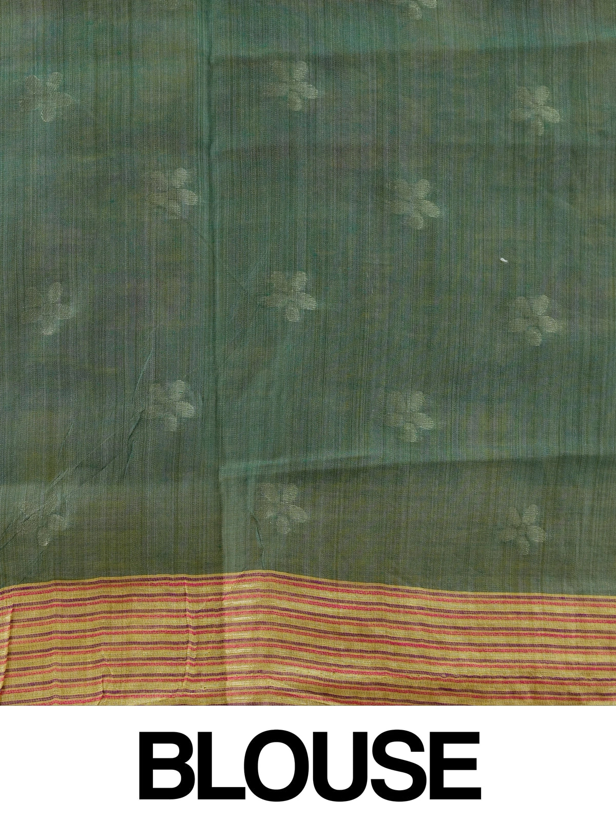 Yellow linen cotton saree with pink and purple floral motifs, floral meadow pallu and contrast green blouse