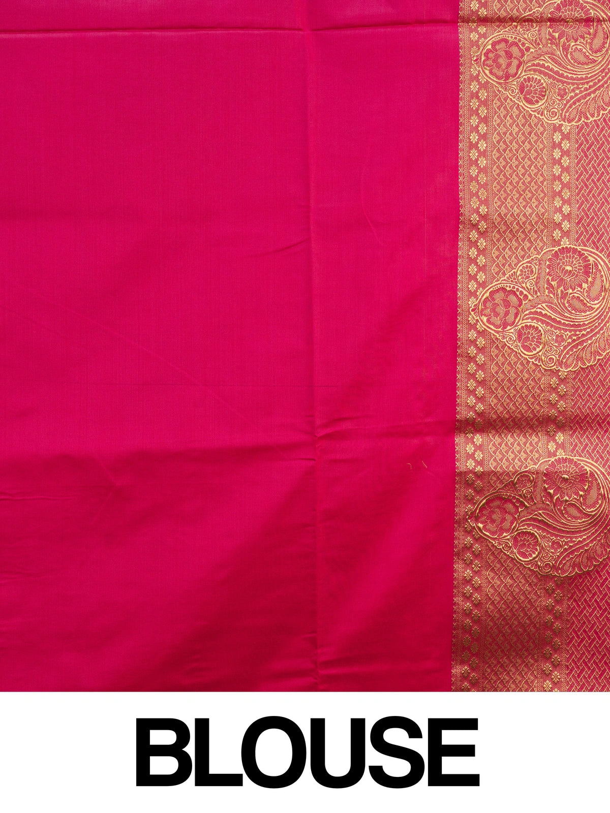 Parrot green semi silk saree with contrast pink gold zari border and floral pallu