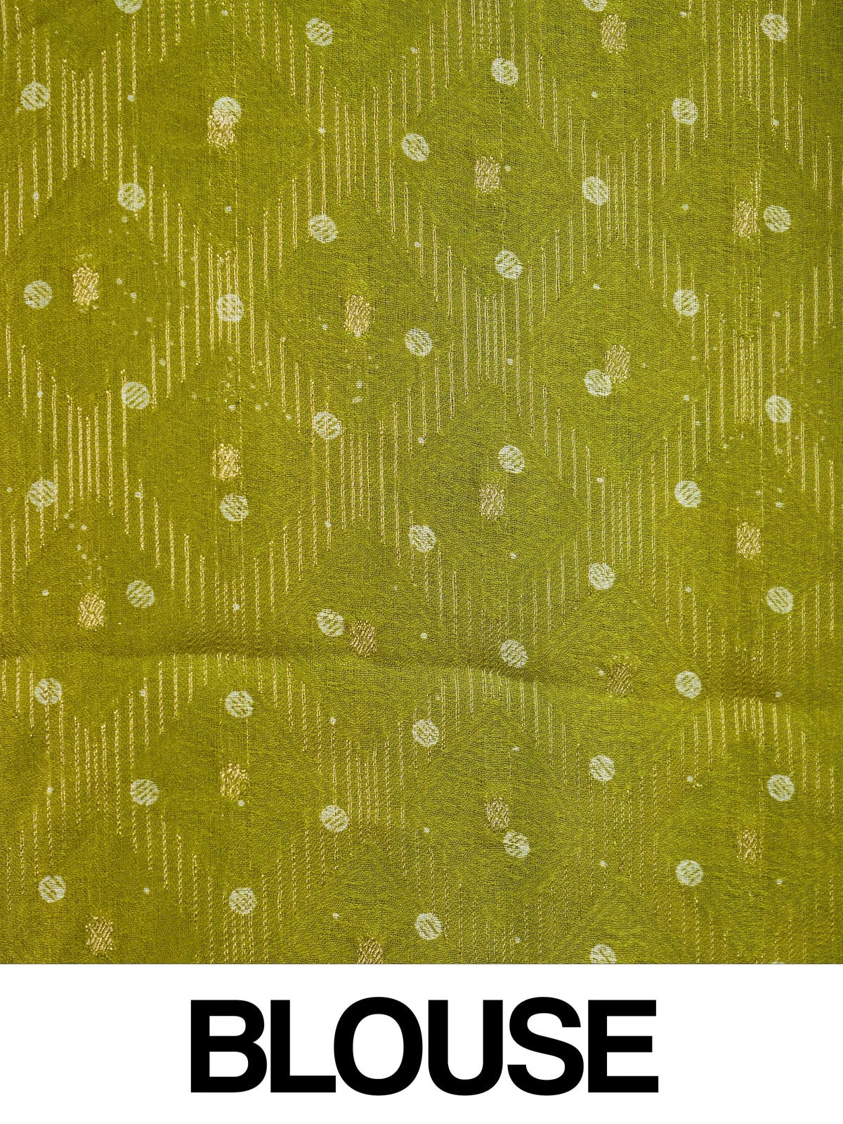Mehndi green designer art silk saree with cream floral butis and gold zari border