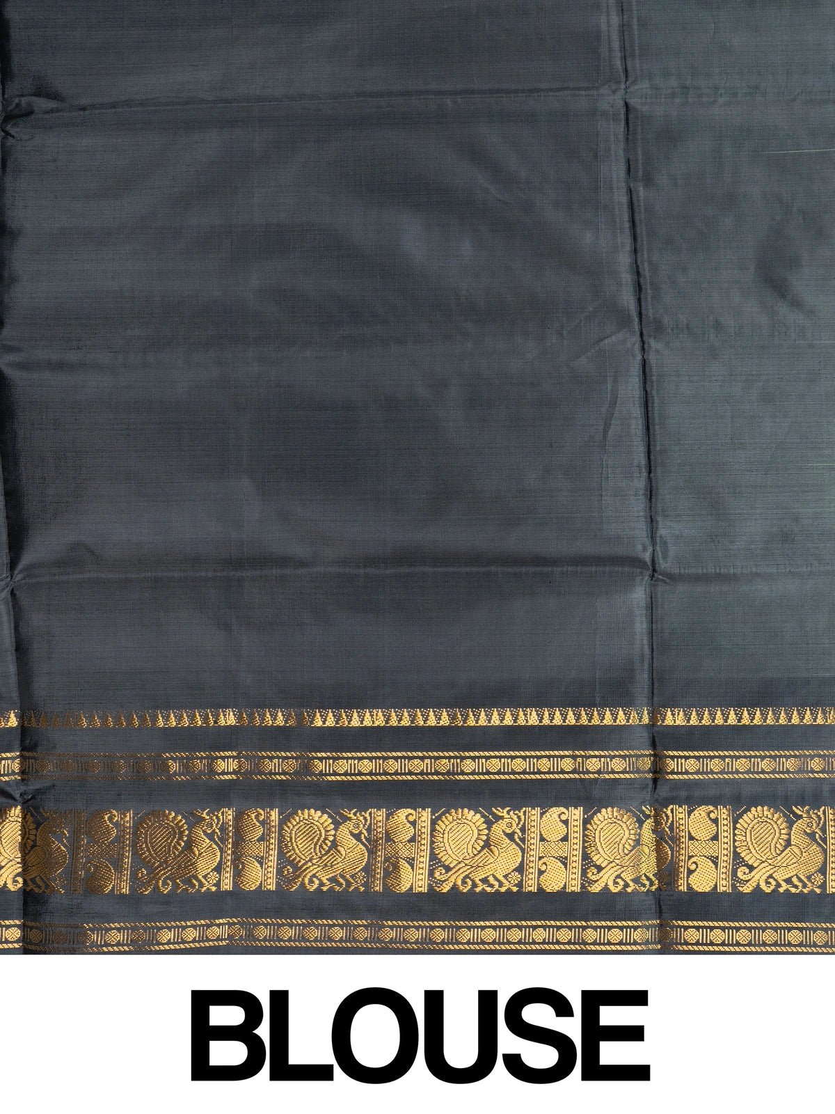 Green Banana Silk saree with teal gold zari peacock border and black striped pallu