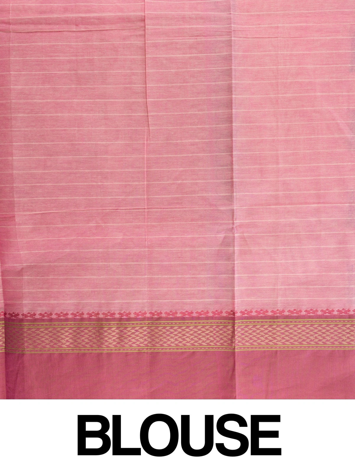 Pink semi raw silk saree with contrast rose border, gold zari and woven pallu motifs