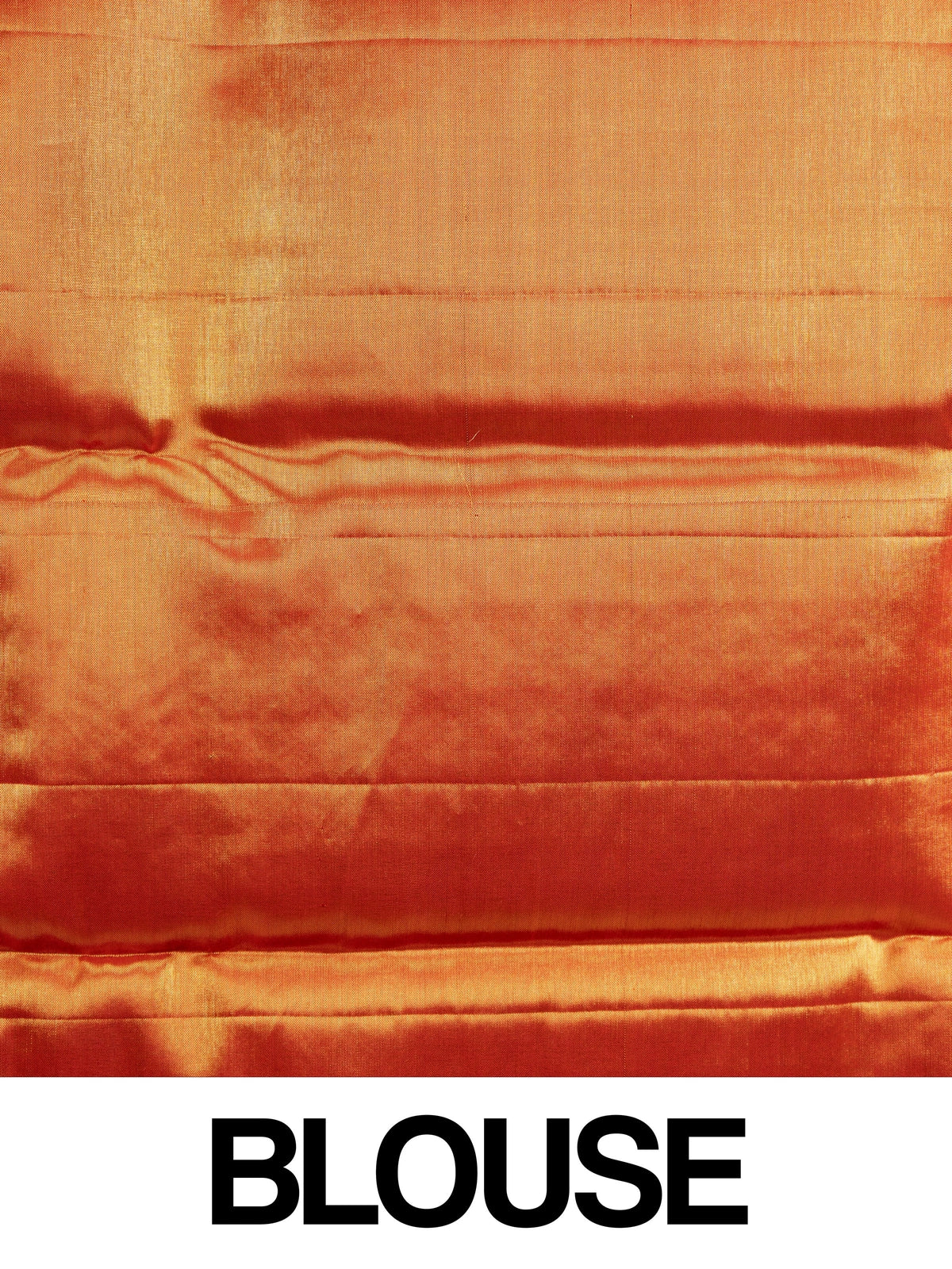 Cream and orange pure Kanchipuram silk saree with floral printed body and gold zari contrast border
