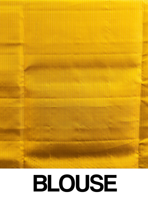 Cream pure soft silk saree with contrast mustard-yellow gold zari border and tasselled pallu