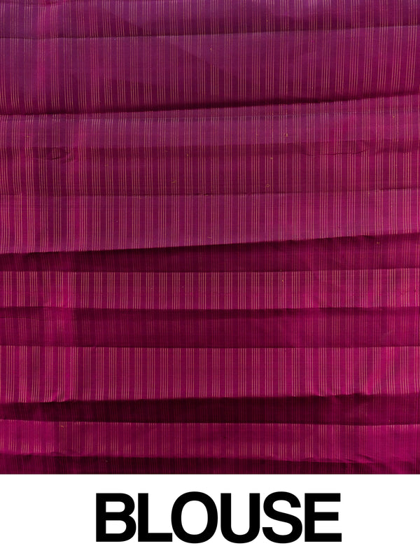 Pink and maroon pure Kanchipuram silk saree with gold zari contrast border and pallu