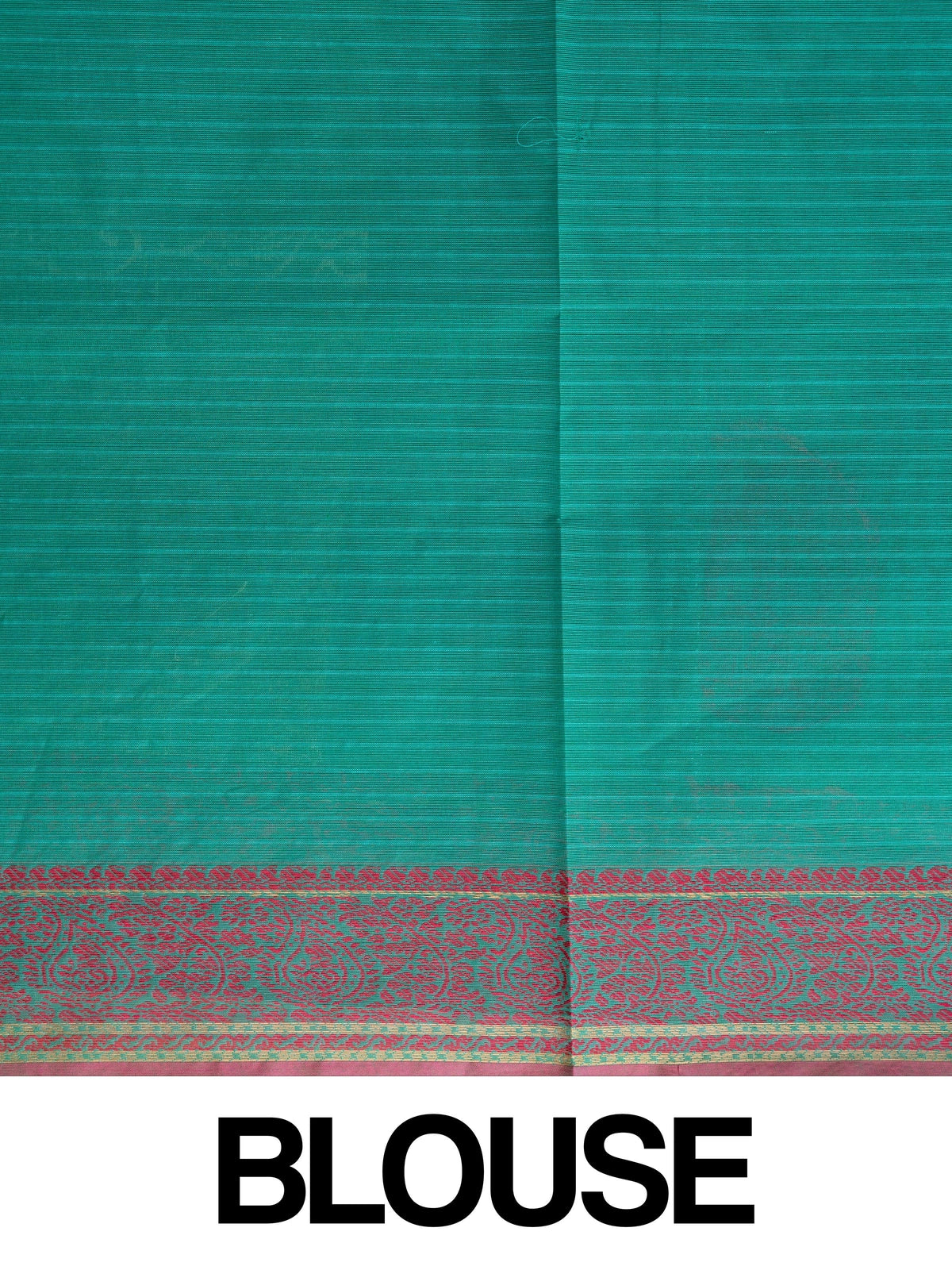 Teal green semi raw silk saree with magenta gold zari paisley border and buttas