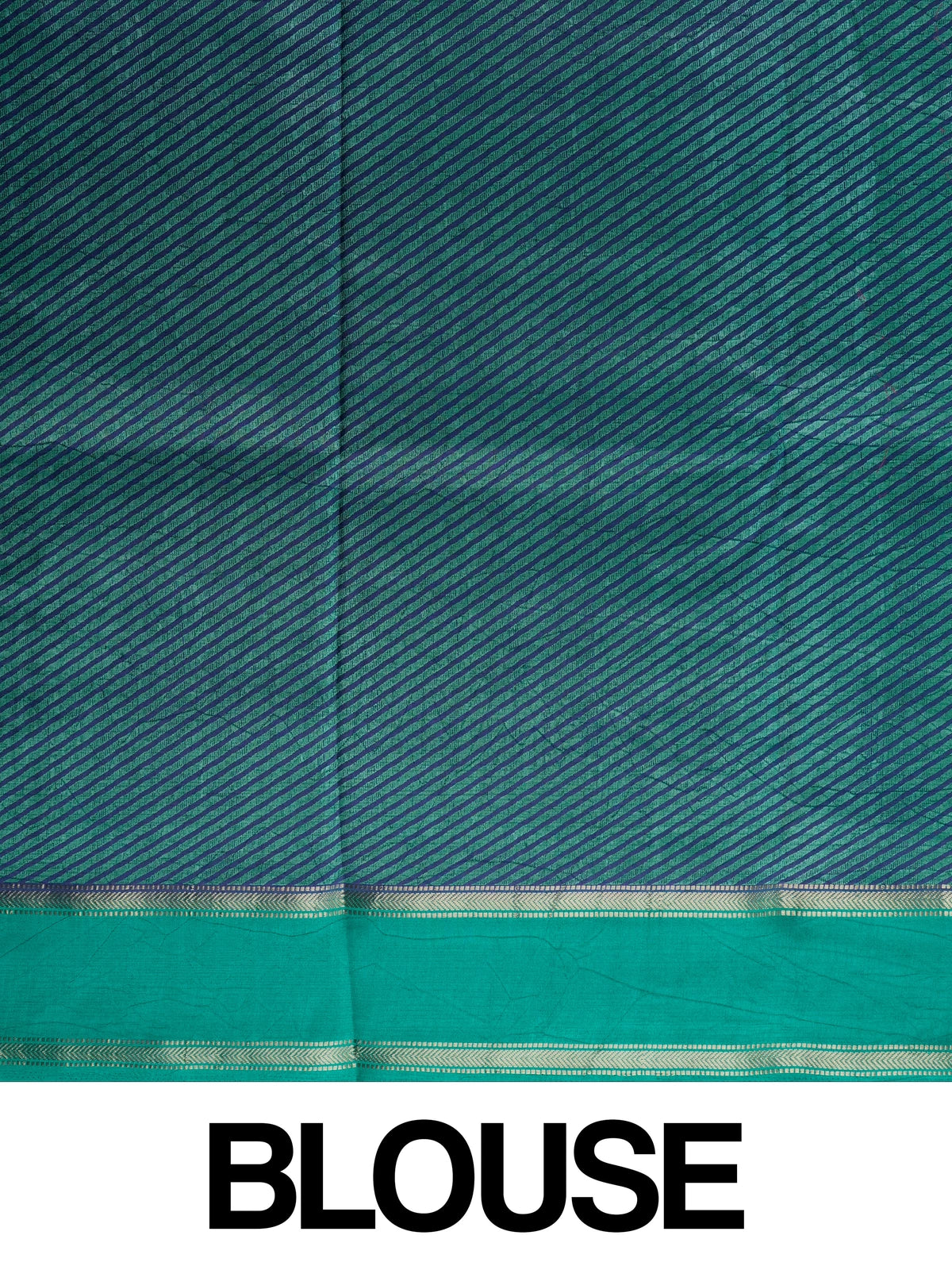 Navy-blue Dola silk saree with floral print and contrast teal-green zari border