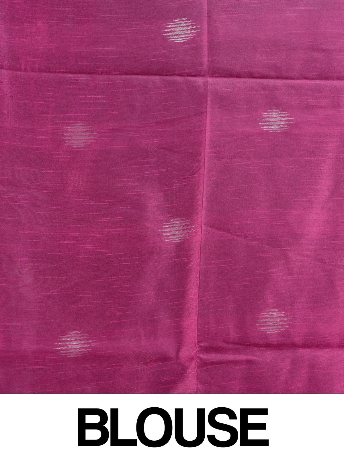 Magenta pink semi tussar saree with silver zari ikat streaks and temple-design pallu