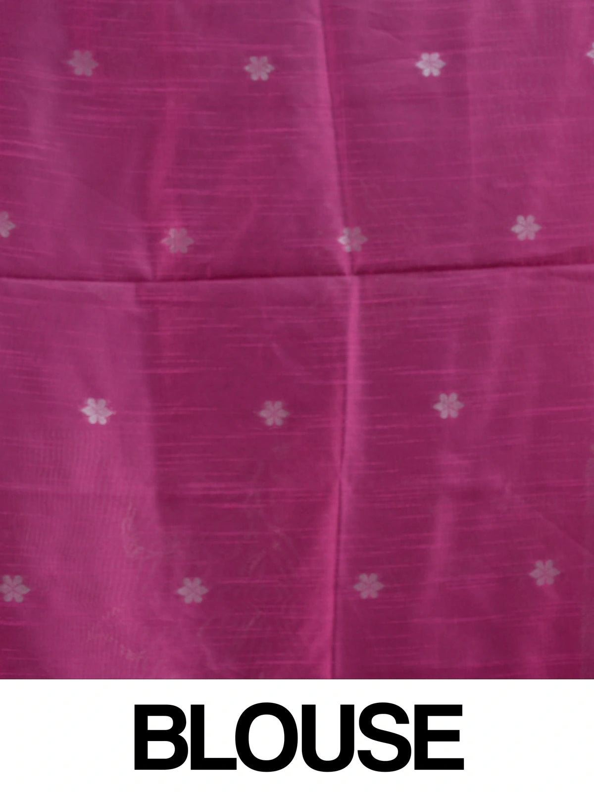 Magenta pink semi tussar saree with silver zari lotus pallu and contrast border