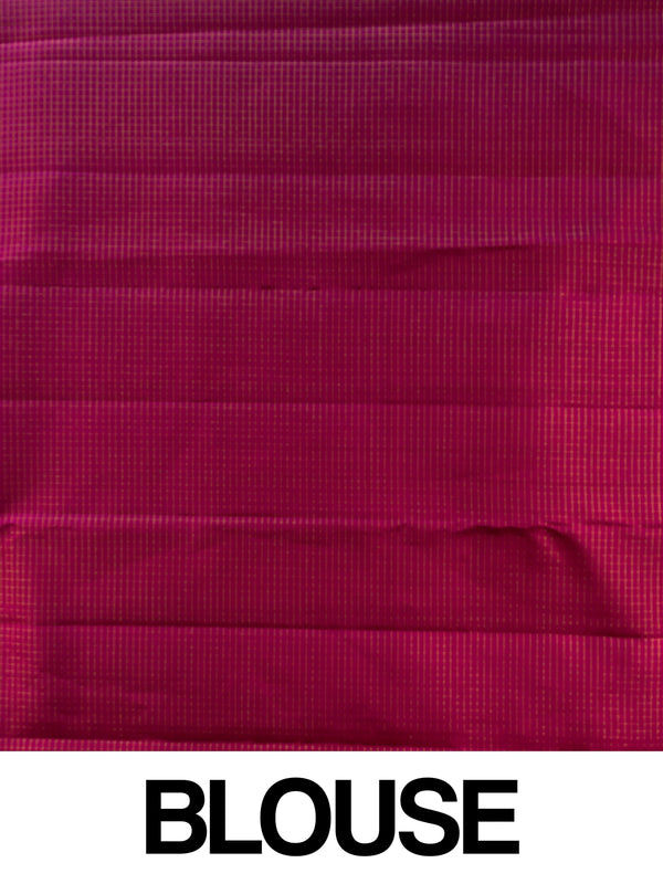 Pastel green pure Kanchipuram silk saree with contrast pink gold zari border and brocade pallu
