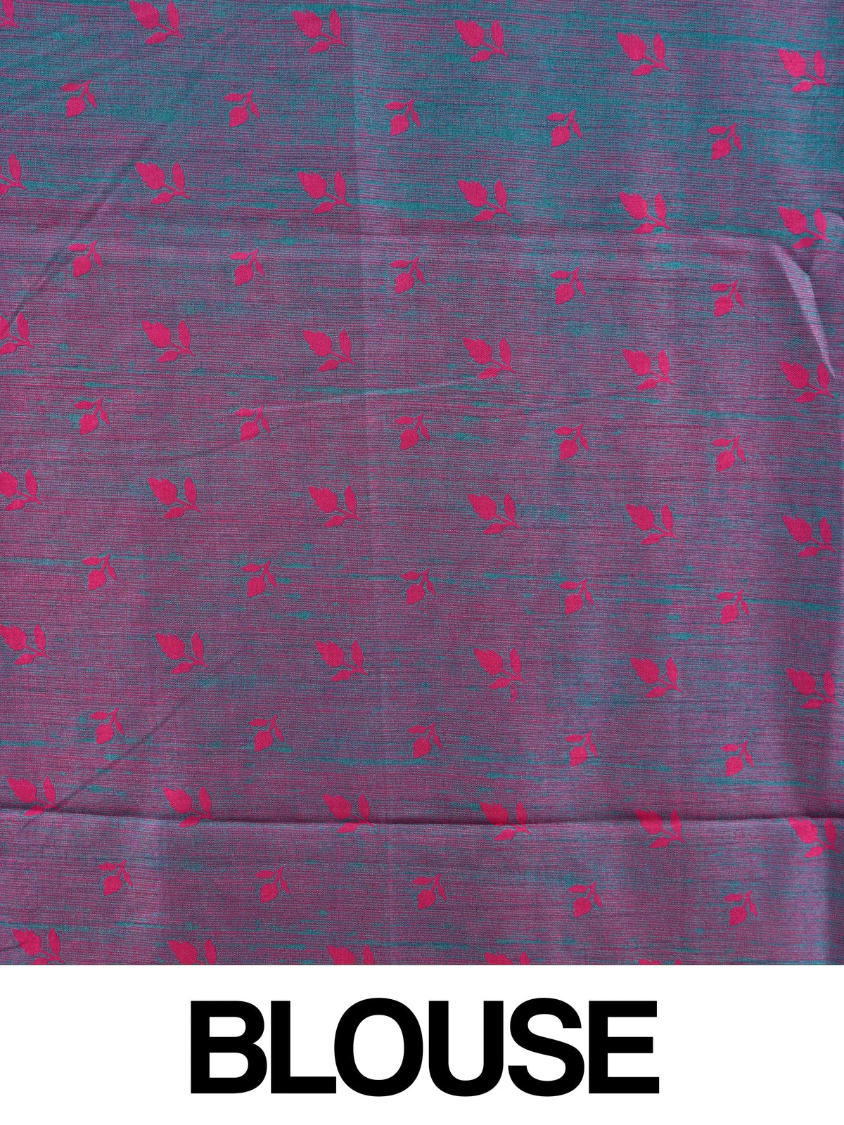 Pink Dola silk saree with multicolour floral print and contrast teal blue zari border