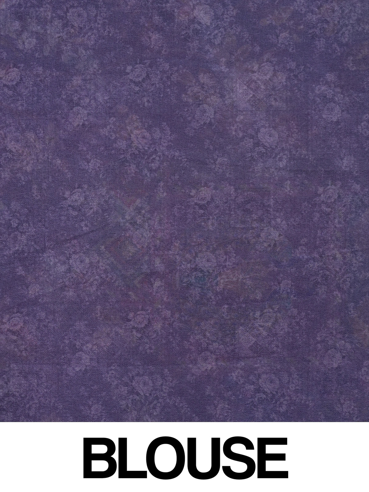 Purple and lavender organza designer saree with floral patchwork print and gold zari border