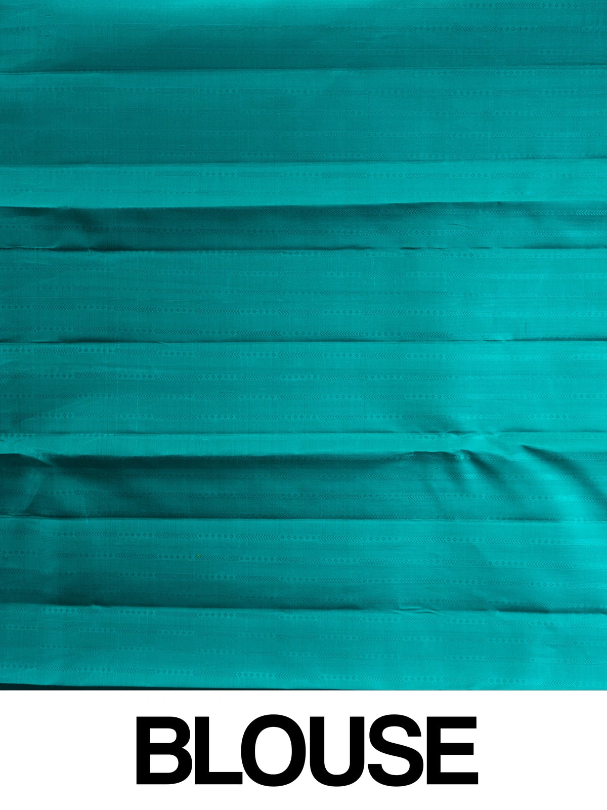 Teal green Pure Kanchipuram silk saree with silver zari diagonal stripes, peacock buttas and a woven zari border