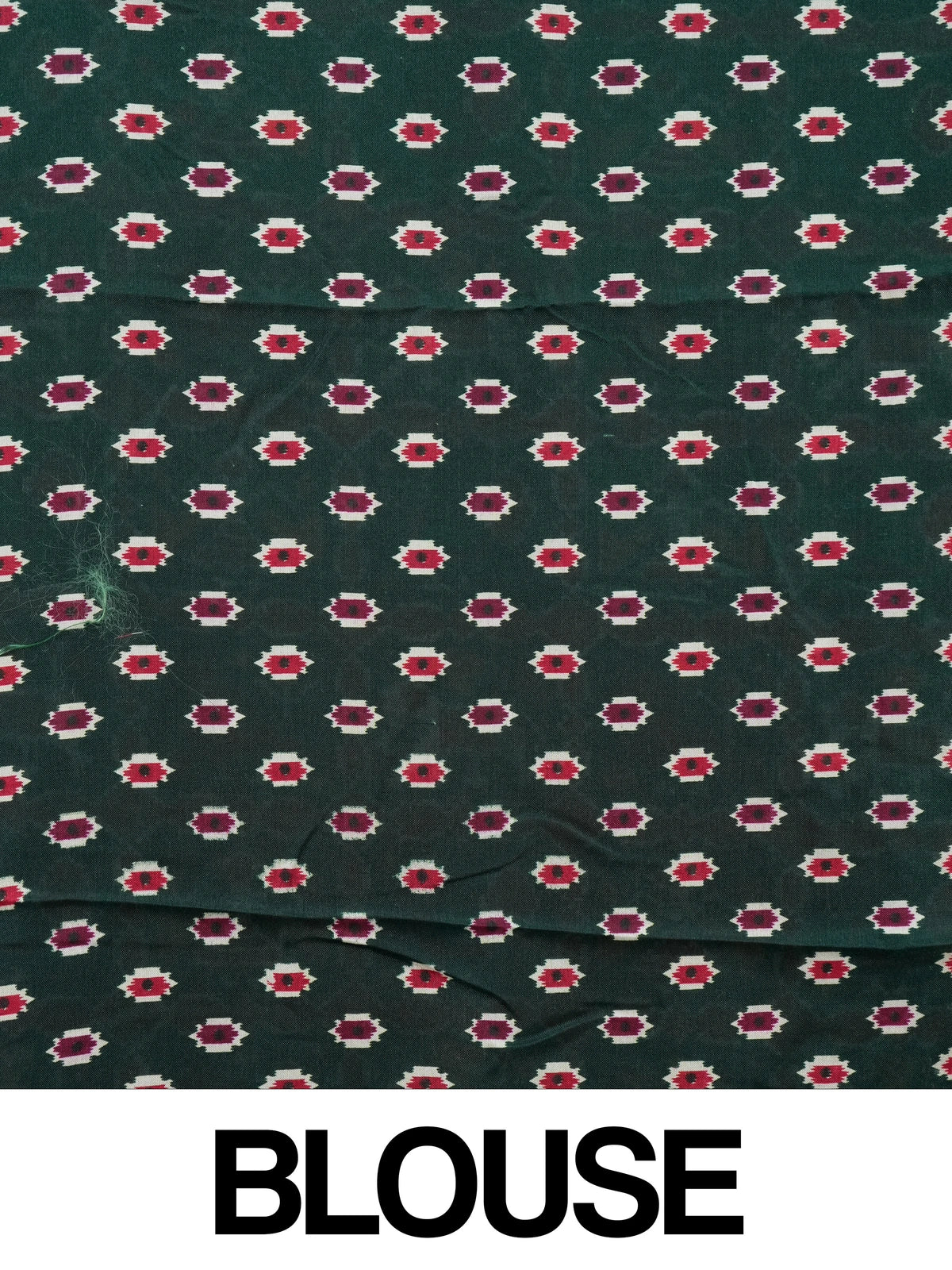 Green linen cotton saree with red patola ikat border, mirror work and multicolour pallu motifs
