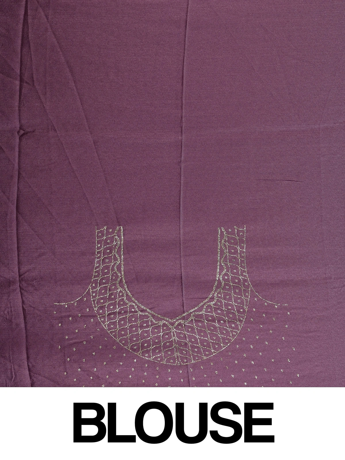 Wine purple designer saree with scattered stone buttas and scalloped silver stone border