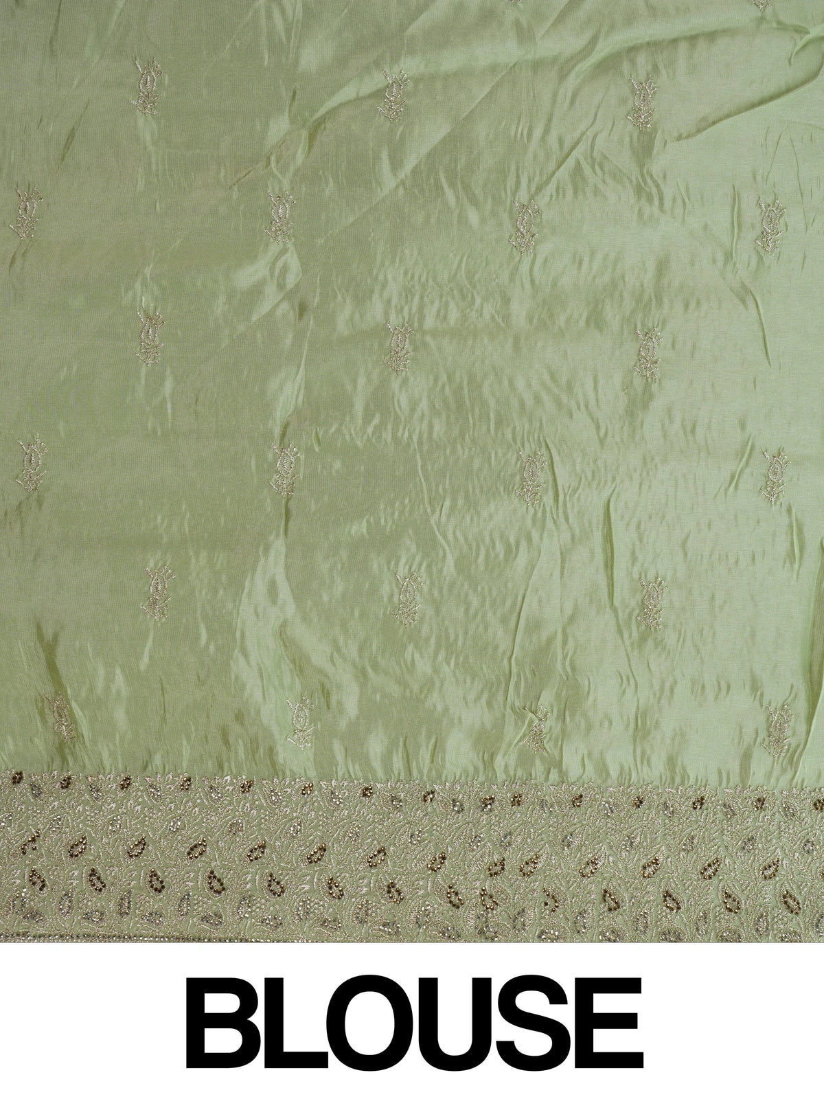 Pista green designer saree with sequin floral embroidery and contrast yellow blouse