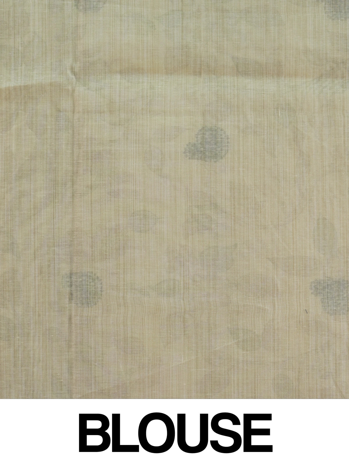 Beige linen cotton saree with kalamkari floral-bird print, grey-green contrast border and deer-motif pallu