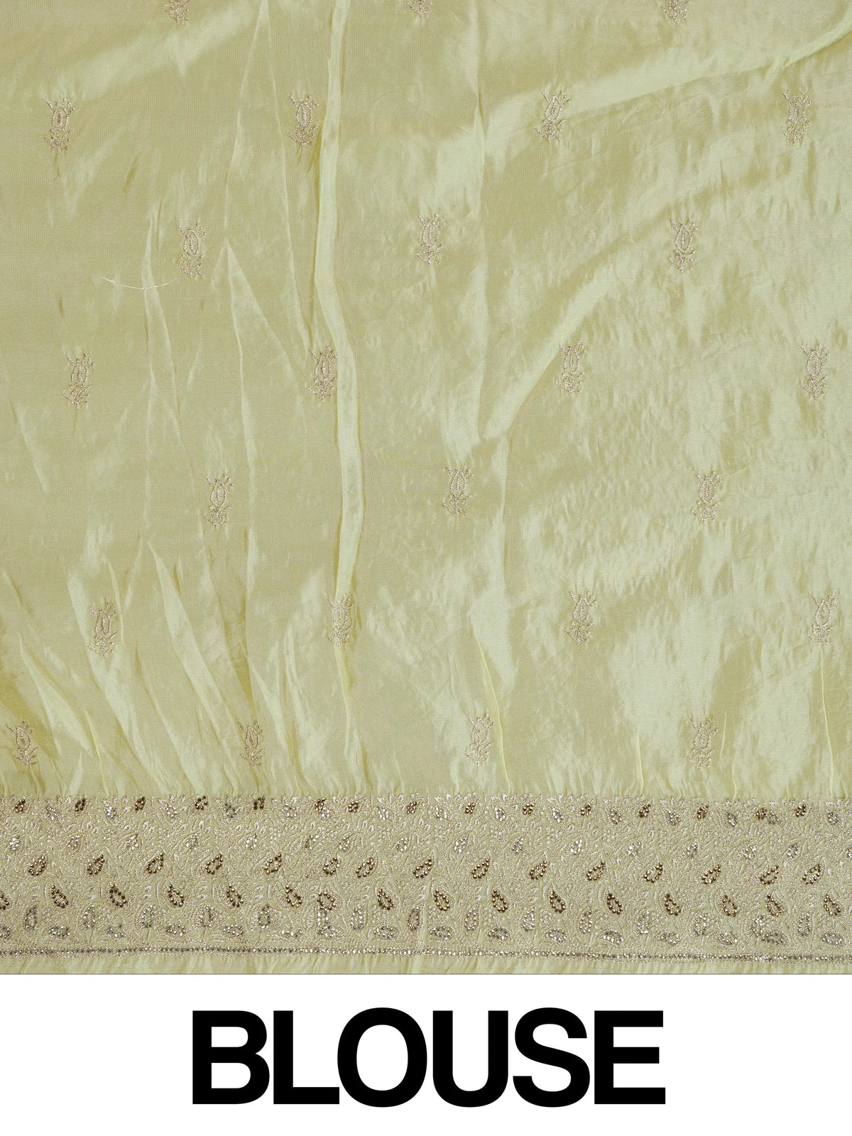 Lemon yellow designer art silk saree with all-over floral embroidery and sequin work