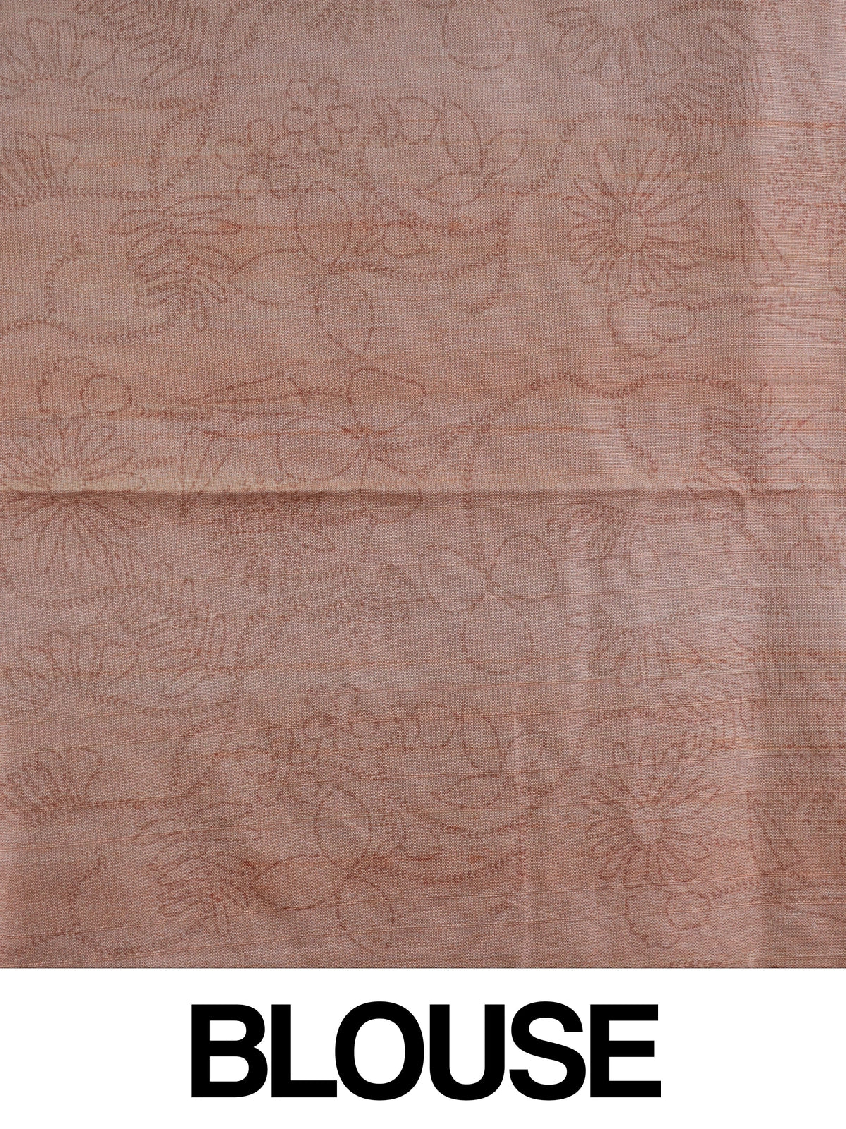 Peach Dola silk saree with white woven floral motifs and tonal zari border