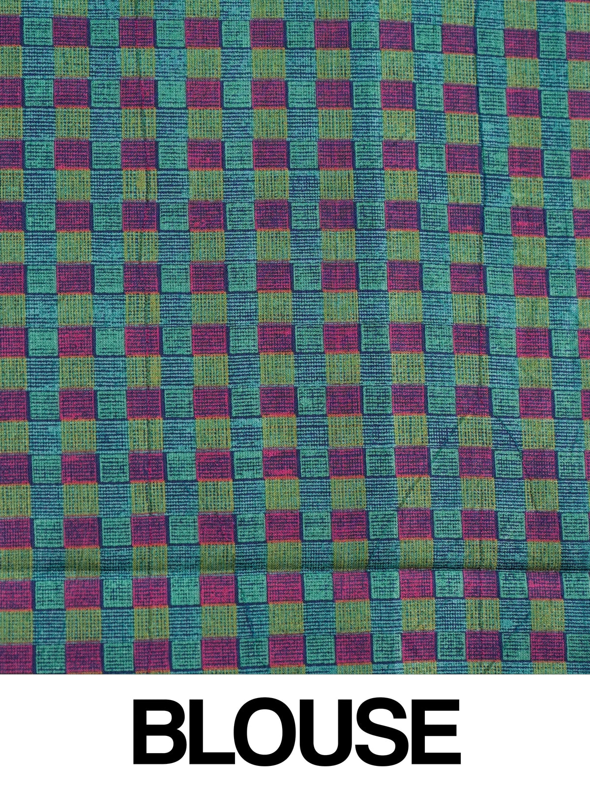 Navy blue Dola silk saree with teal-green contrast checked border and paisley motif pallu