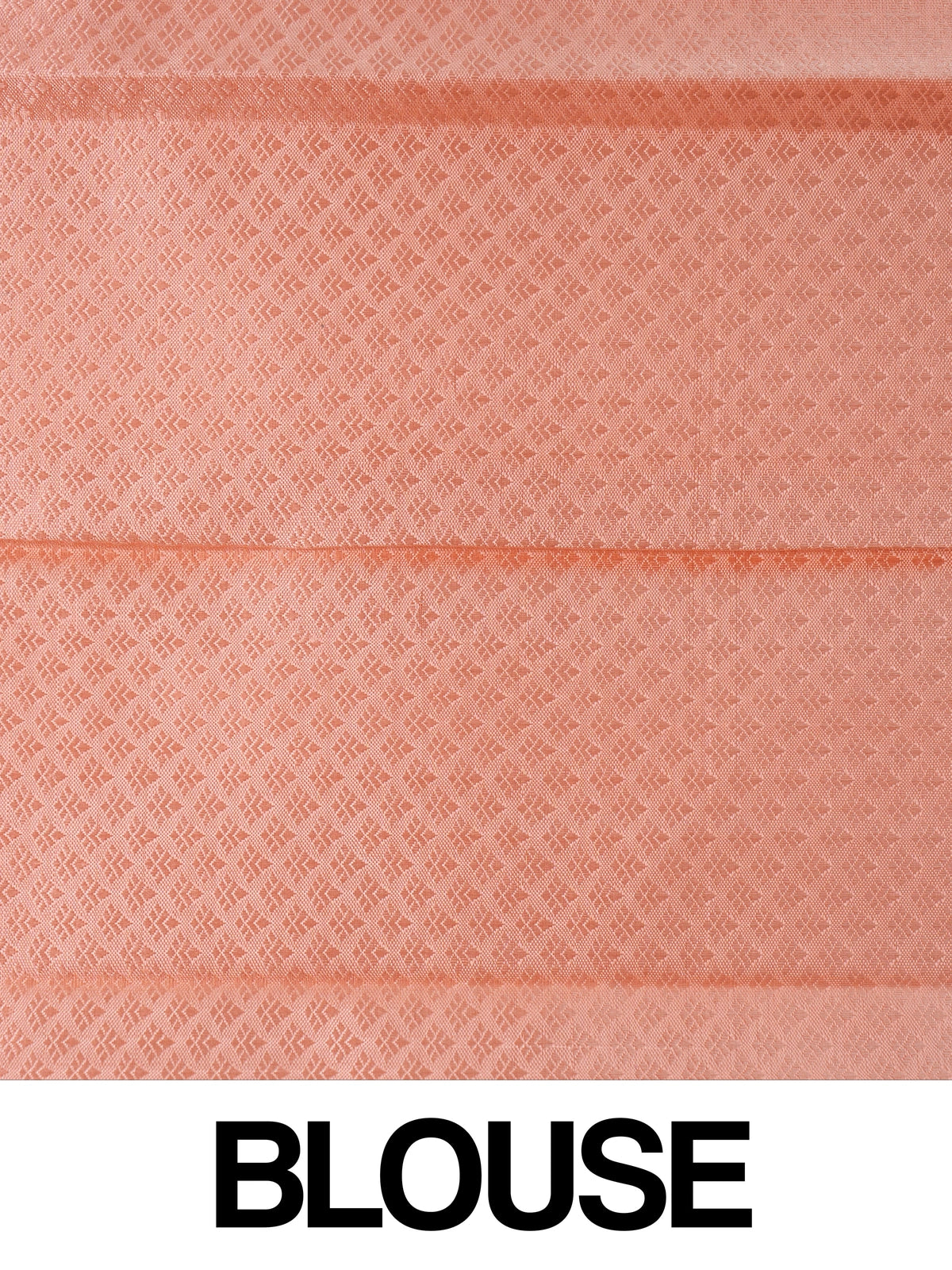 Peach pure Kanchipuram silk saree with gold zari buttas, contrast zari border and woven pallu