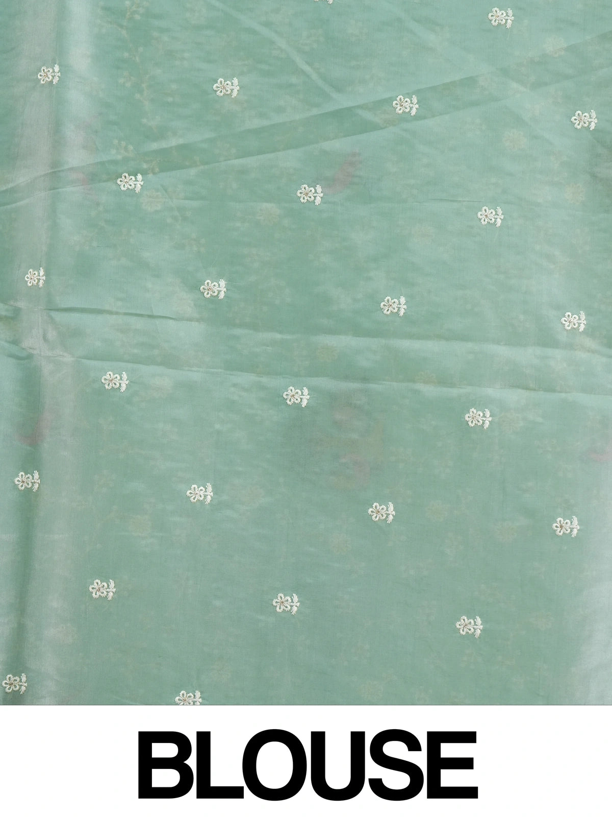 Sage green art silk designer saree with floral, bird and elephant thread embroidery and contrast aqua border