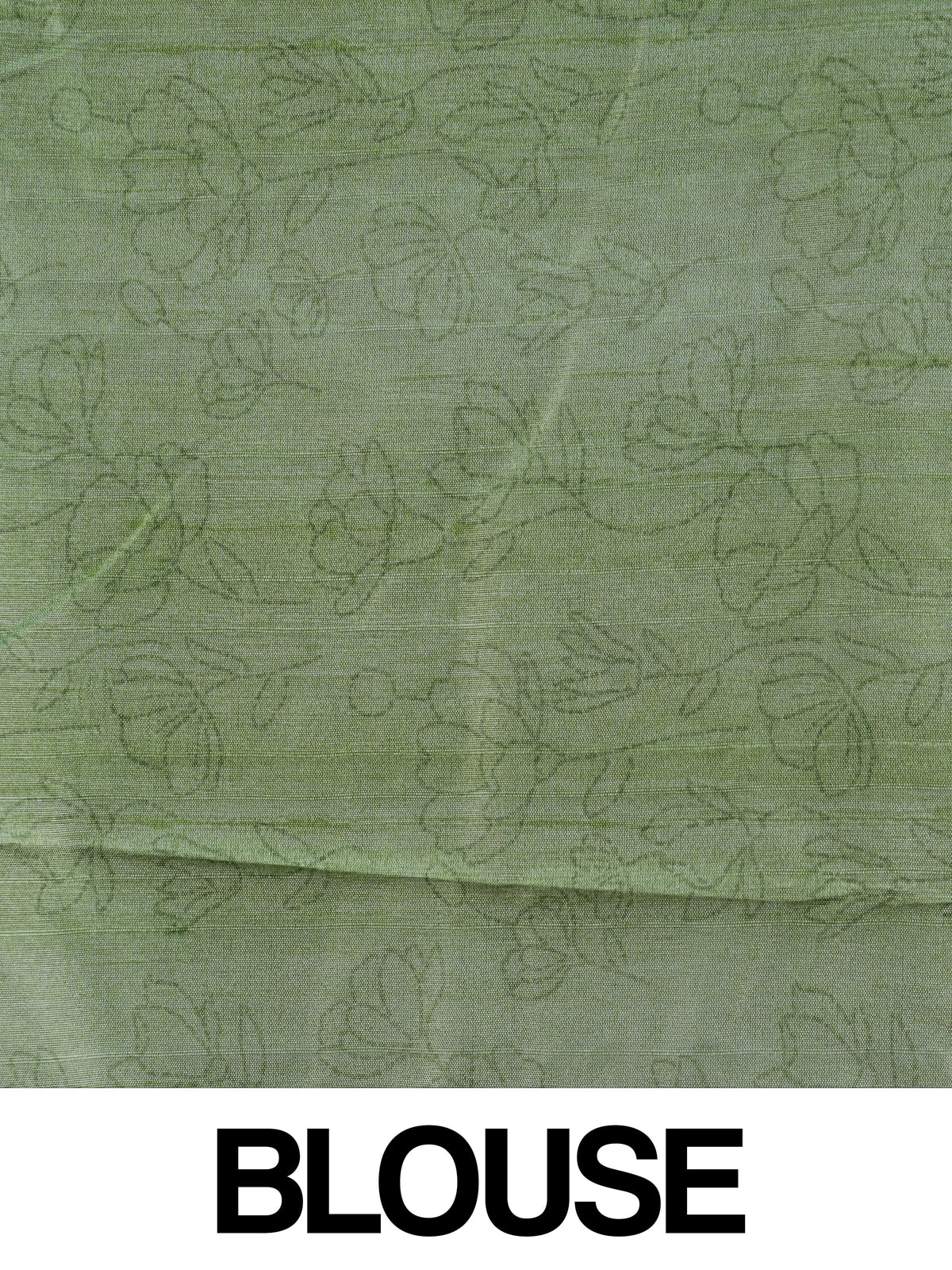Sage green and white floral Dola silk saree with woven motifs and zari border