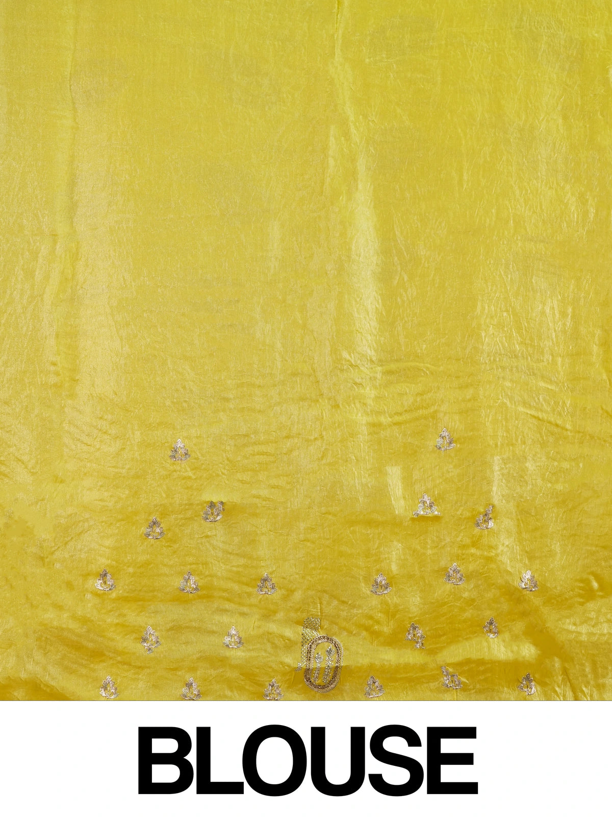 Yellow designer saree with gold zari and stone paisley motifs and embellished border