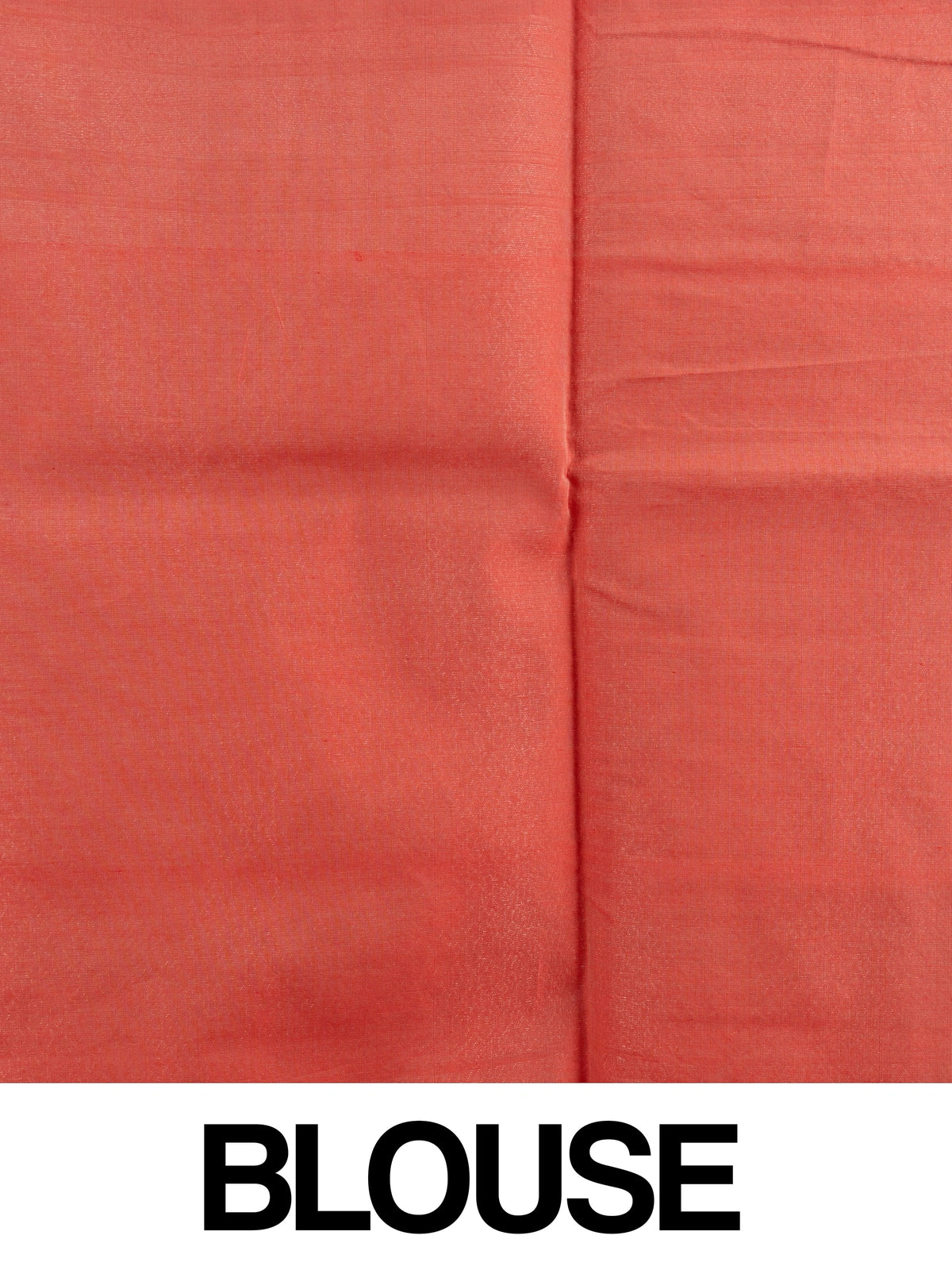 Coral orange silk cotton saree with silver zari buttis and ornate zari border