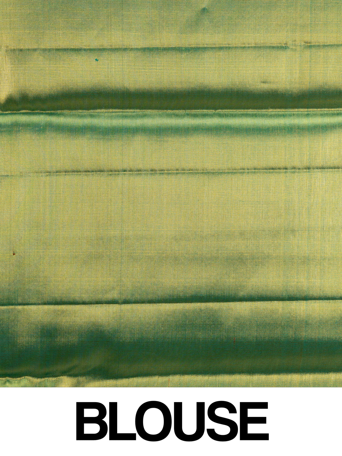 Green pure Kanchipuram silk saree with gold zari brocade body and contrast teal blue zari border