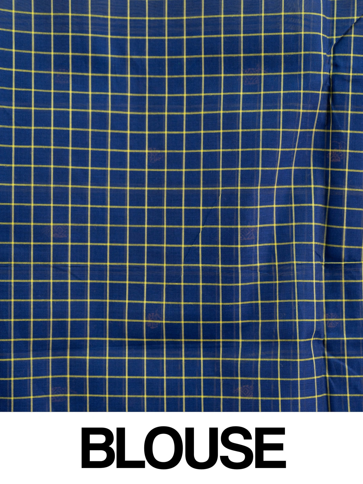 Blue Chettinad cotton saree with yellow checks and contrast magenta gold zari border