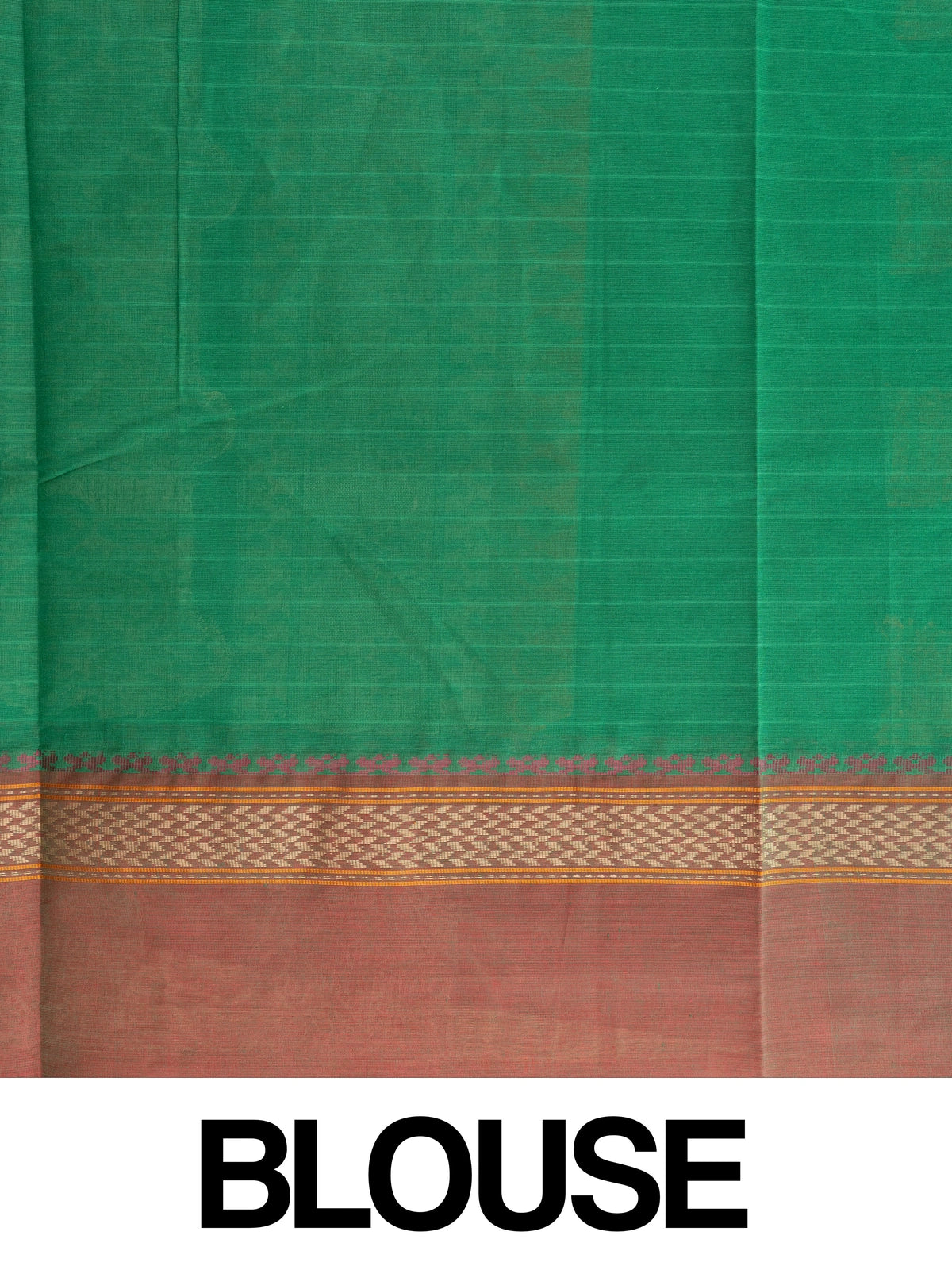 Green semi raw silk saree with contrast maroon gold zari border and woven butta motifs