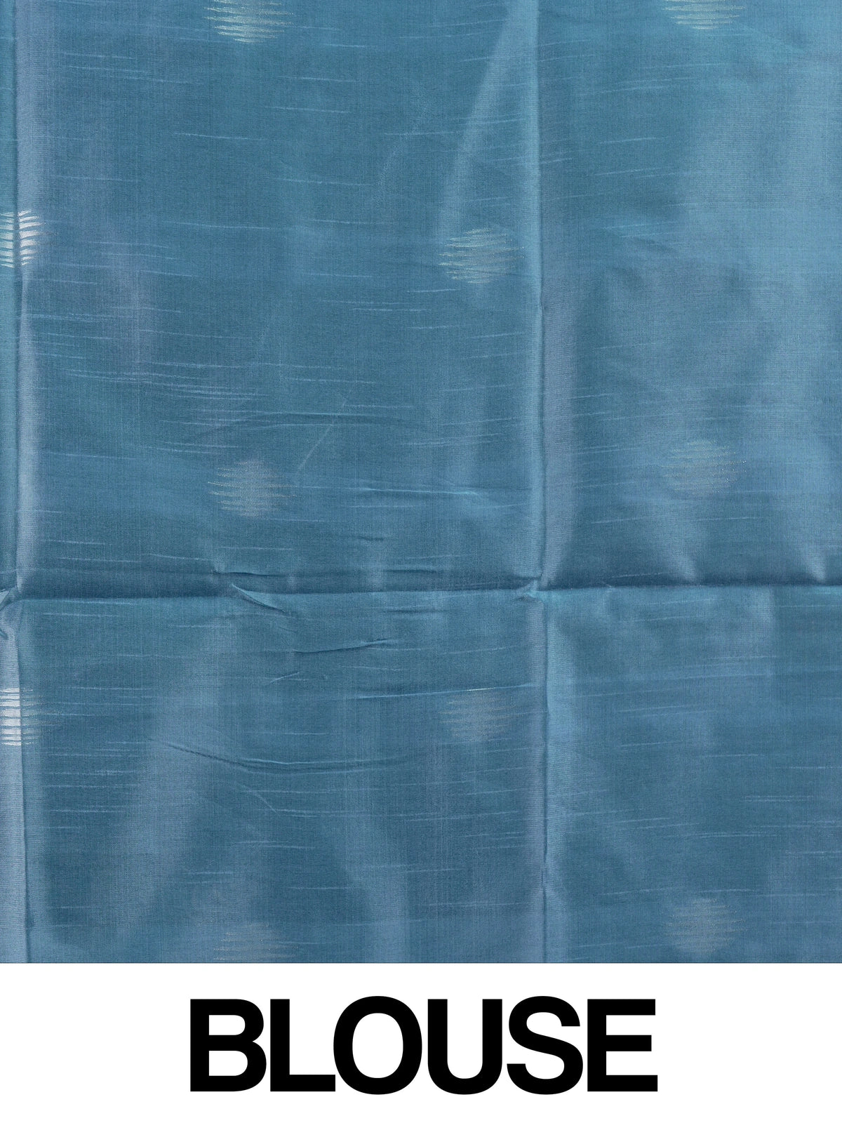Blue semi tussar saree with silver zari vertical streaks, woven zari border and temple-motif pallu