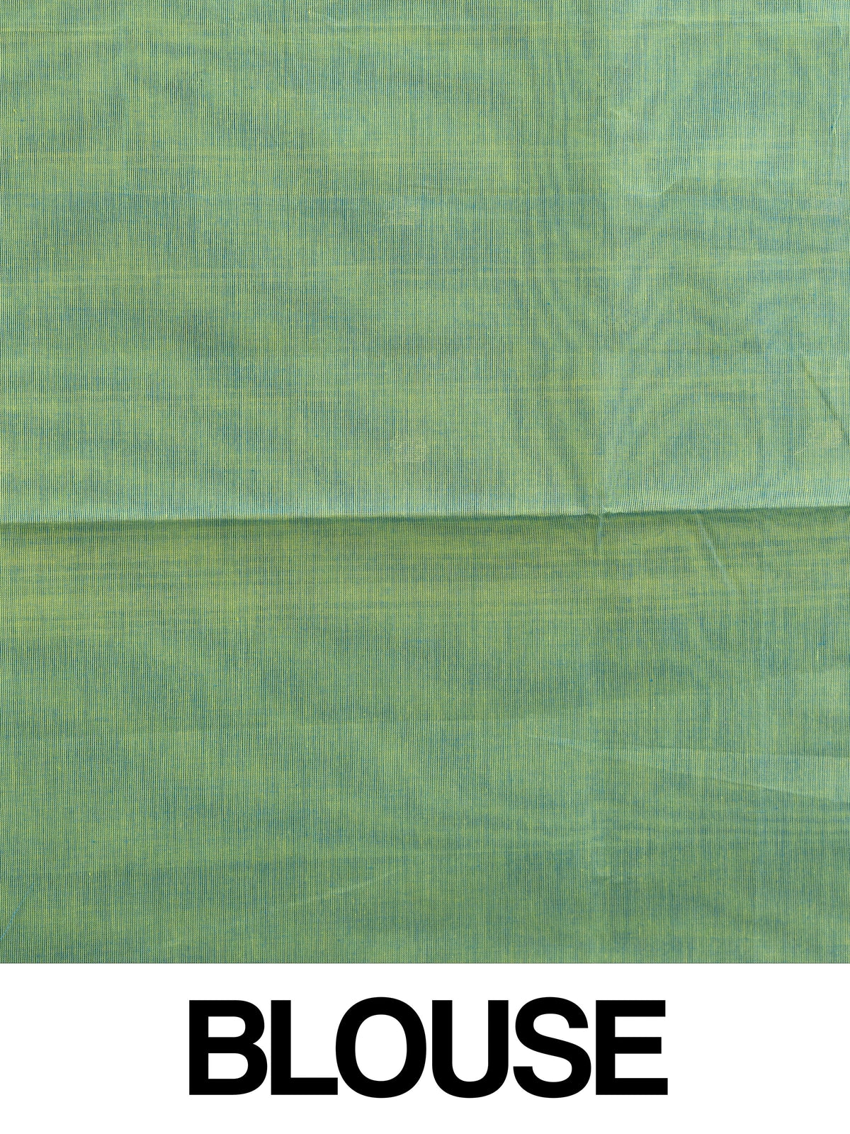 Green Chettinad cotton saree with contrast blue and gold zari temple border and scattered buttas
