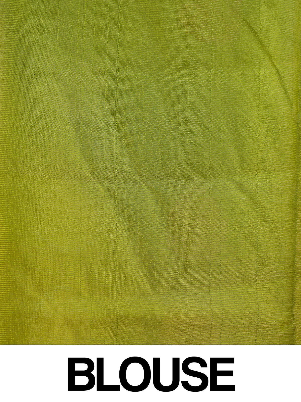 Lime green semi tussar saree with gold and silver floral buttas and contrast beige-gold zari border