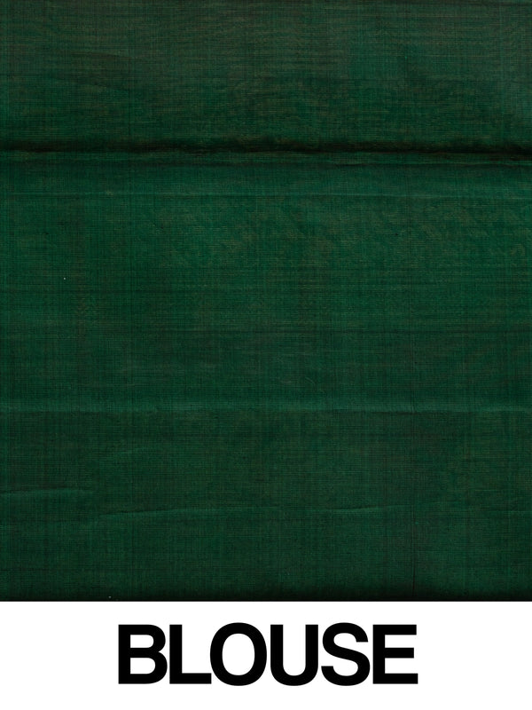 Pink pure silk cotton saree with gold zari buttas and contrast green zari border and pallu