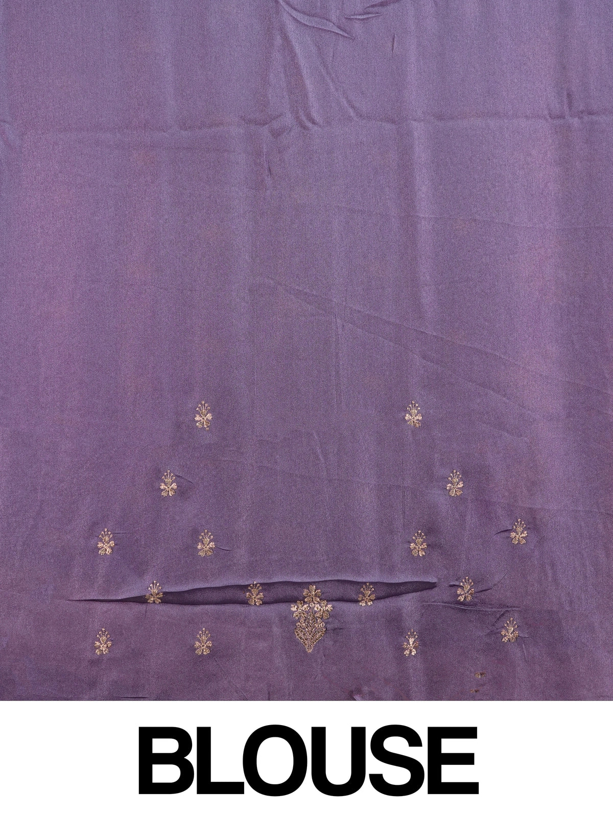 Mauve purple designer saree with gold embroidered floral butis and ornate zari border