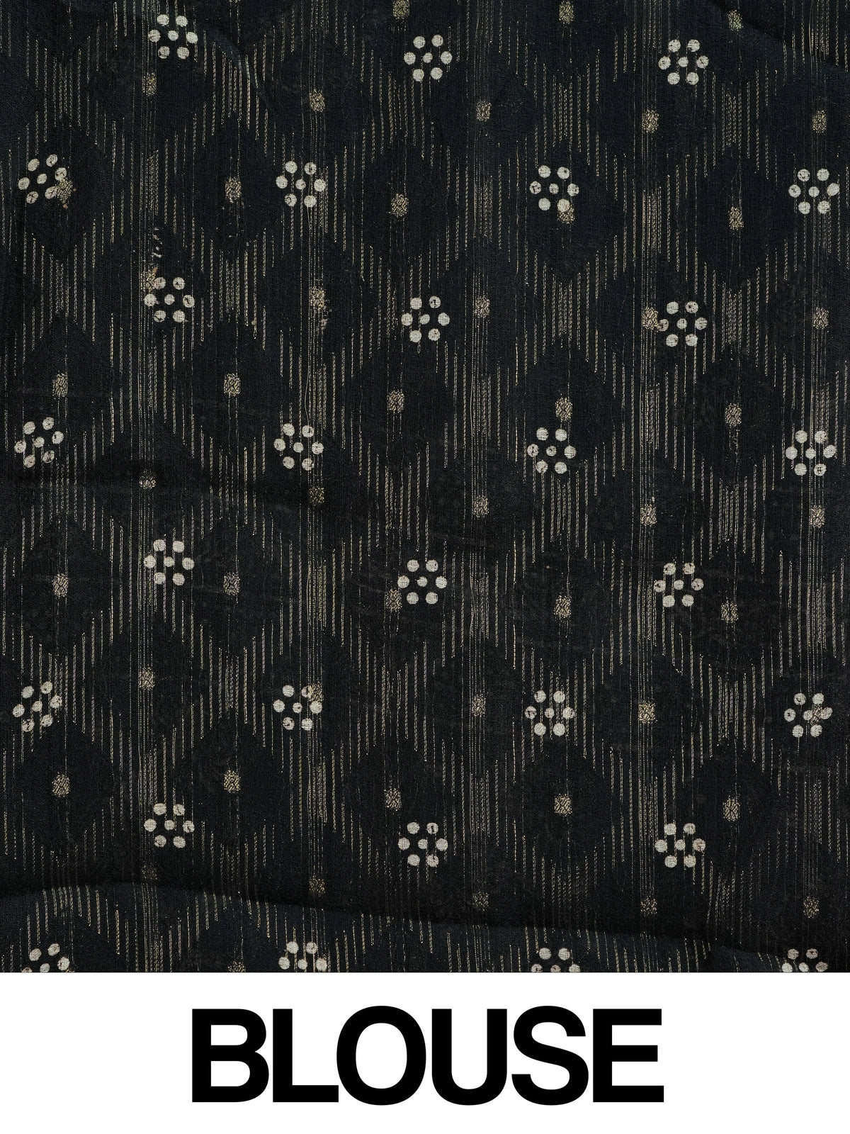 Black designer georgette saree with gold zari border and floral printed body