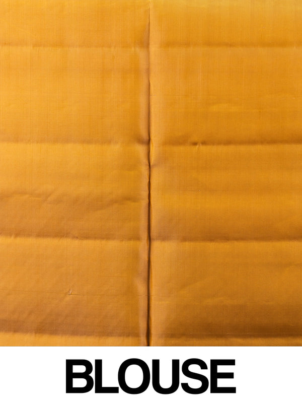 Cream Kanchipuram Pure Mix saree with mustard-gold zari border and pallu