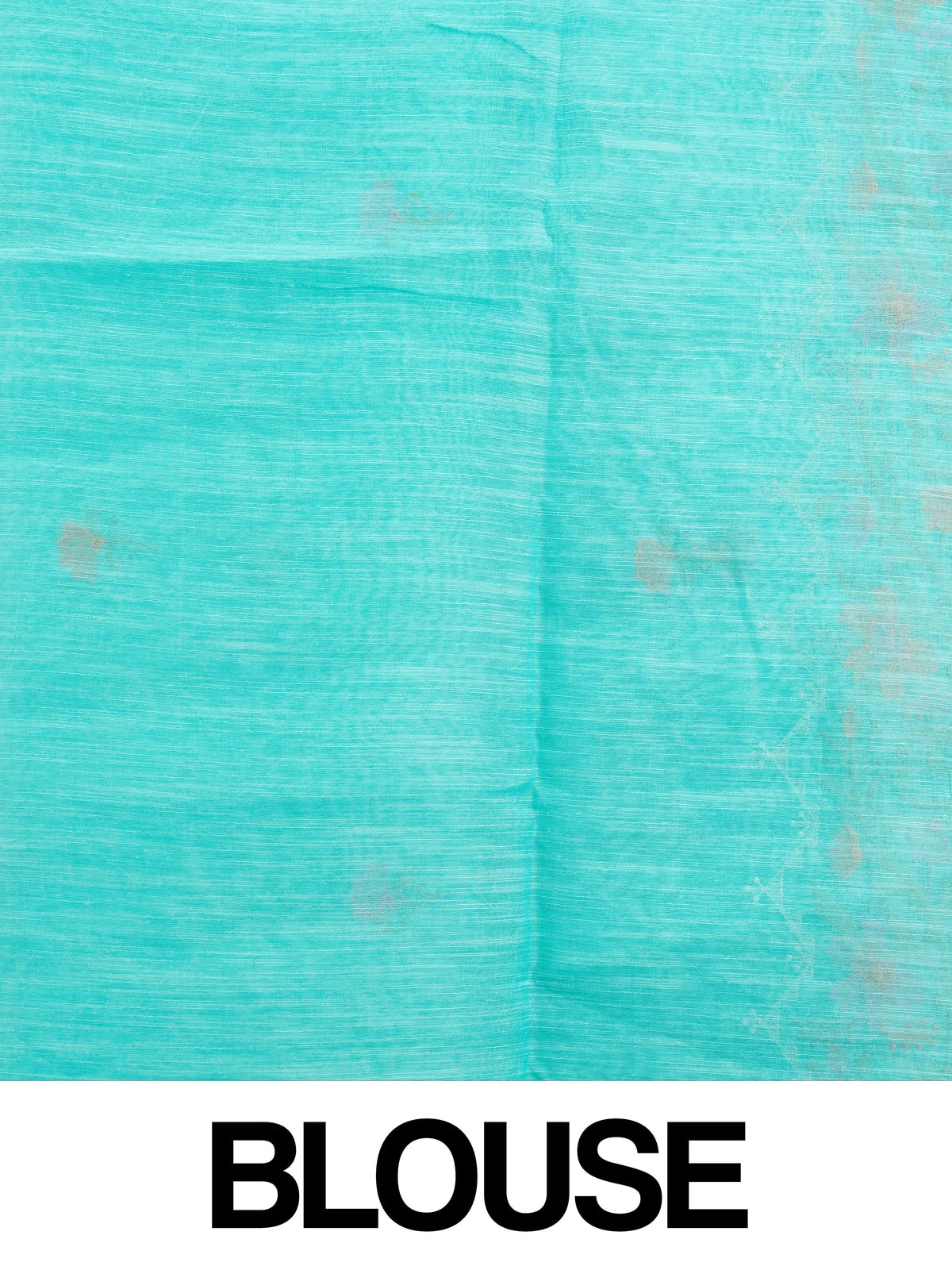 Aqua turquoise linen cotton saree with floral embroidery buttis, silver zari border and embroidered floral pallu