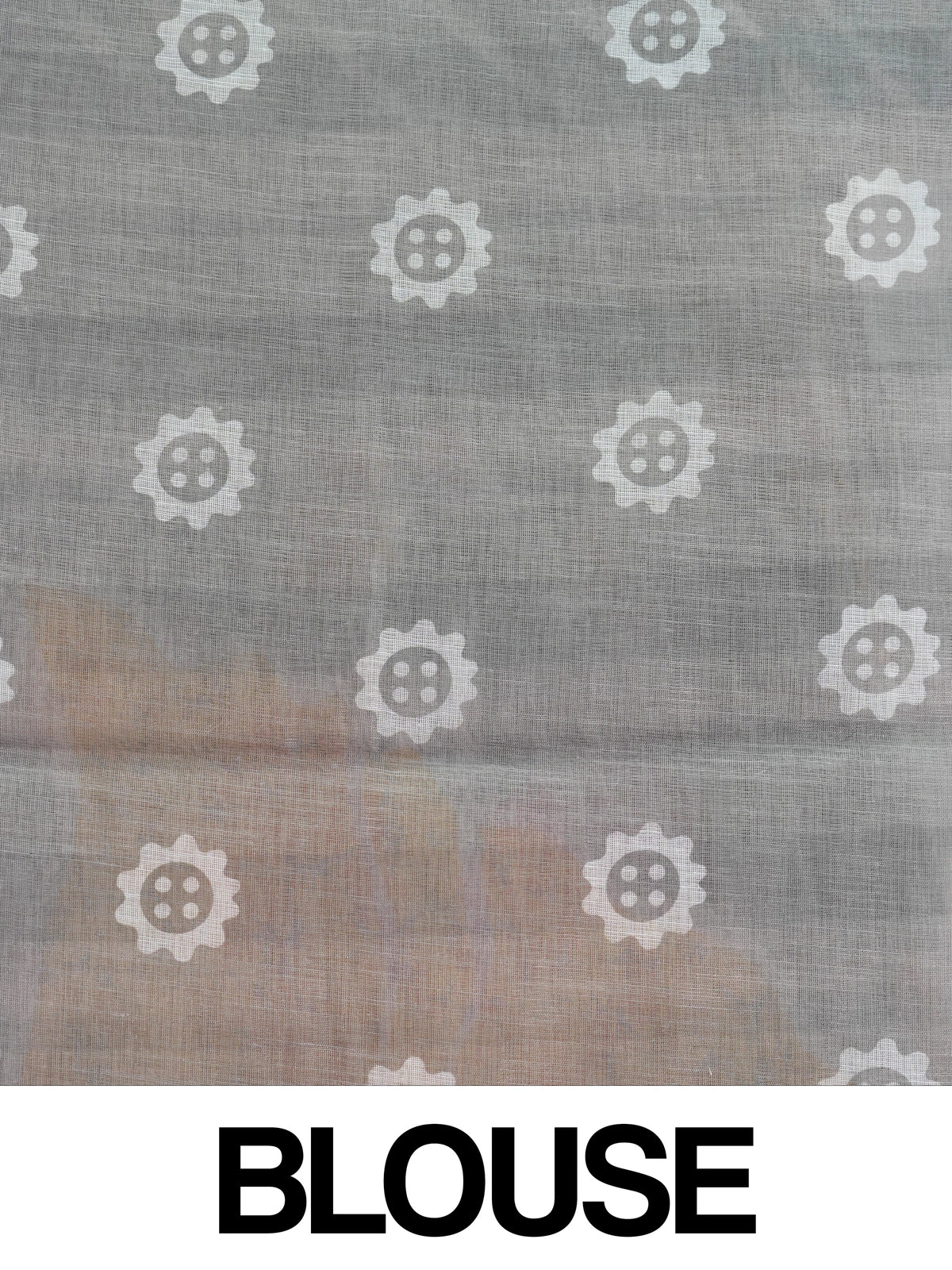 Grey linen cotton saree with white diagonal leheriya stripes, gold zari border and a floral batik pallu