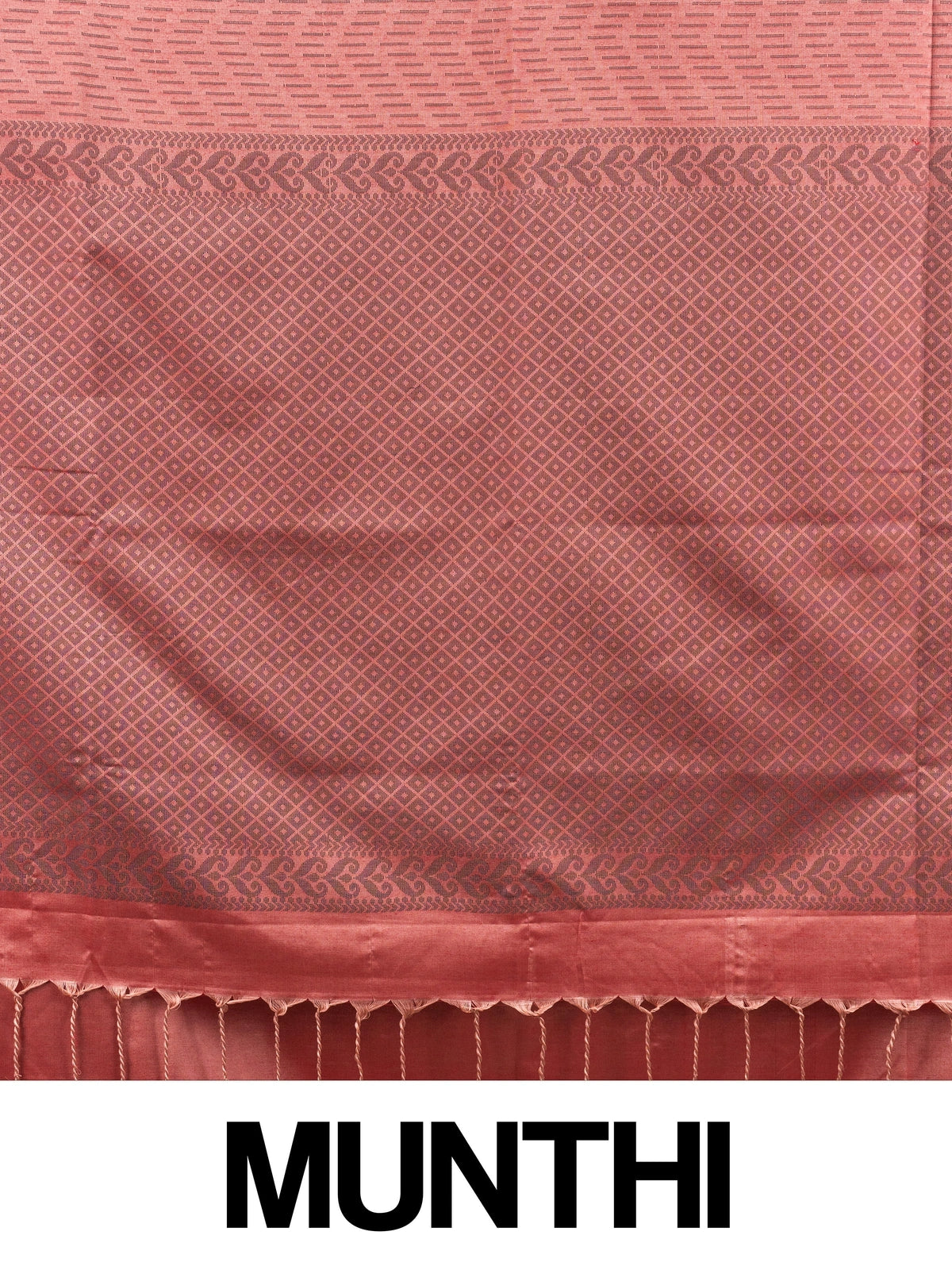 Rust brown Kanchipuram Fancy Silk saree with woven paisley motifs and jaal pallu