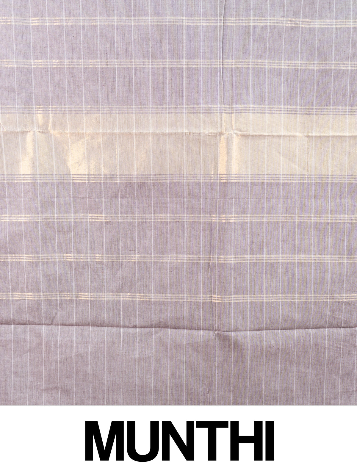 Grey Chettinad cotton saree with white checks and contrast green gold zari temple border