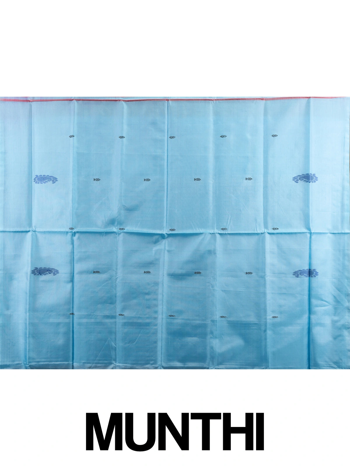 Wine Banana silk saree with silver buttis and contrast sky blue pallu