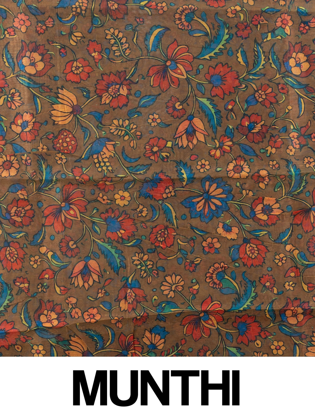 Royal blue and cream shibori Linen Cotton saree with gold zari border and Kalamkari floral pallu